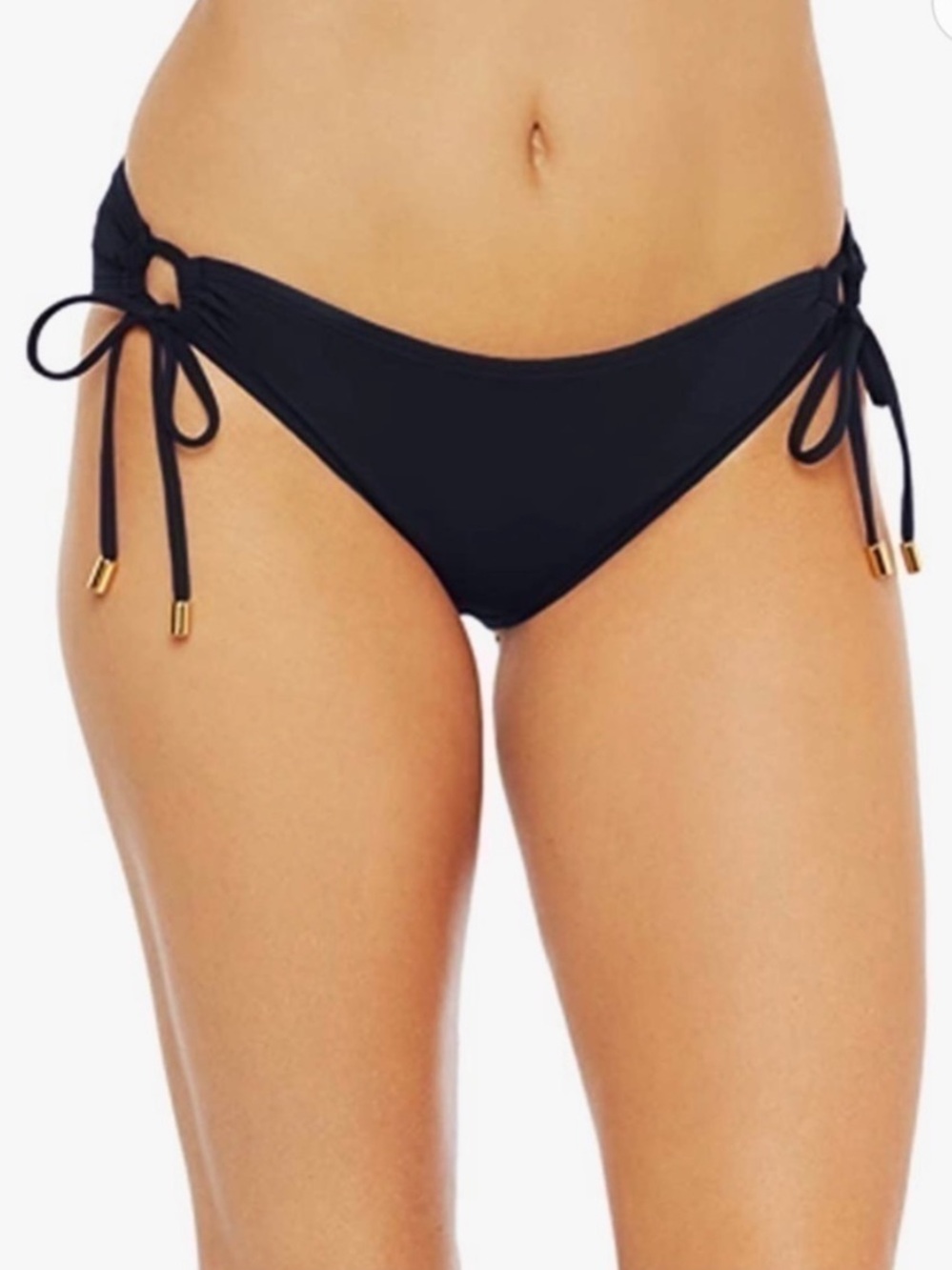 La Blanca Black Island Goddess Side Tie Hipster Bikini Bottoms Size 4 EUC